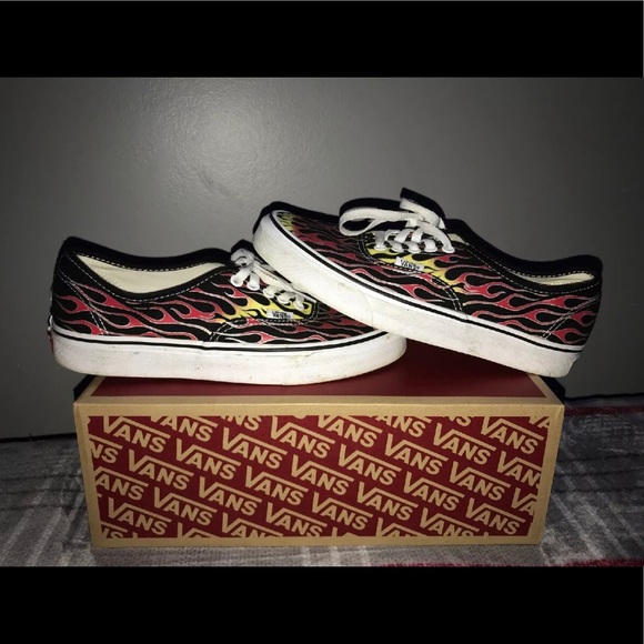 vans authentic mash up flame skate shoes